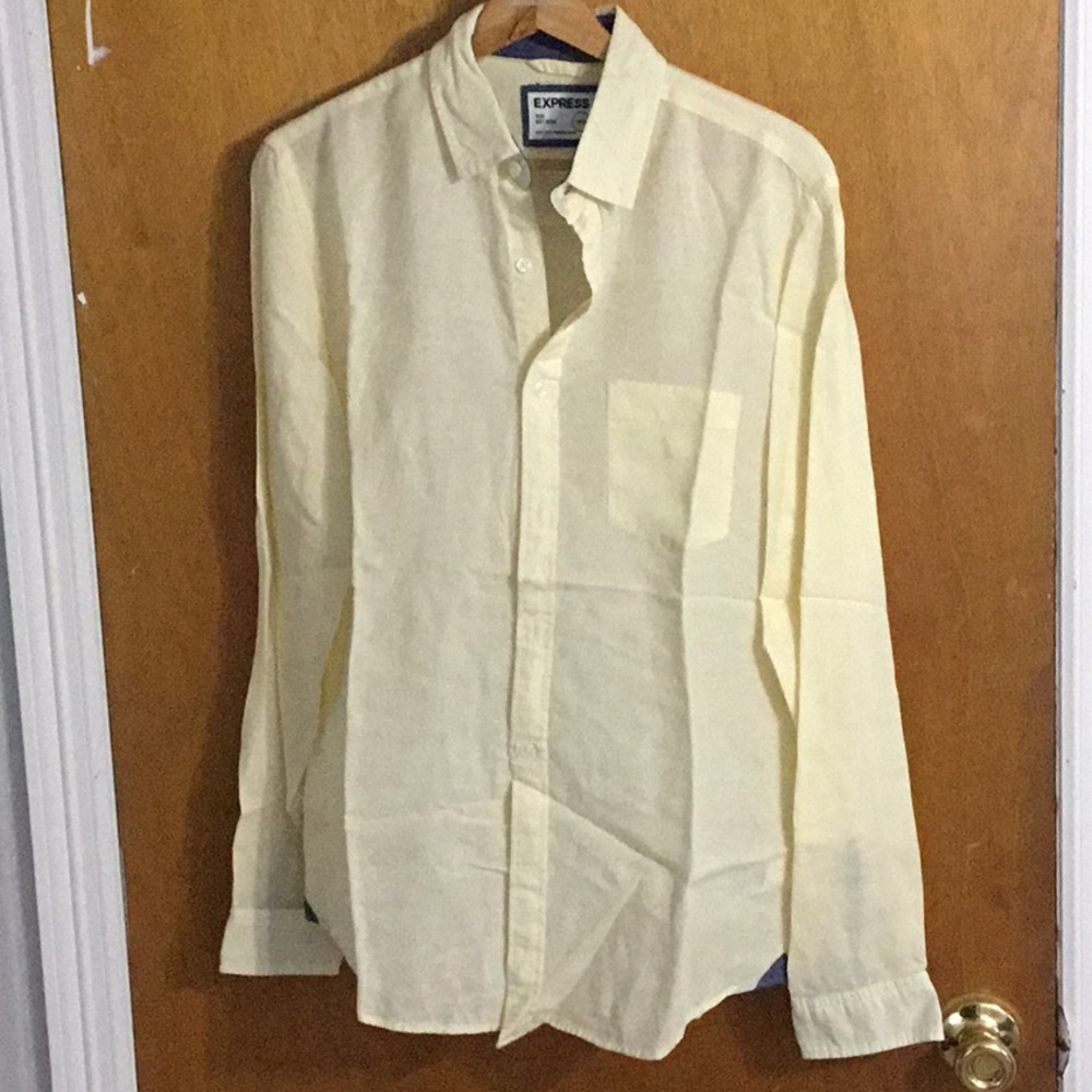 Express Men’s Yellow Casual Button Down Shirt